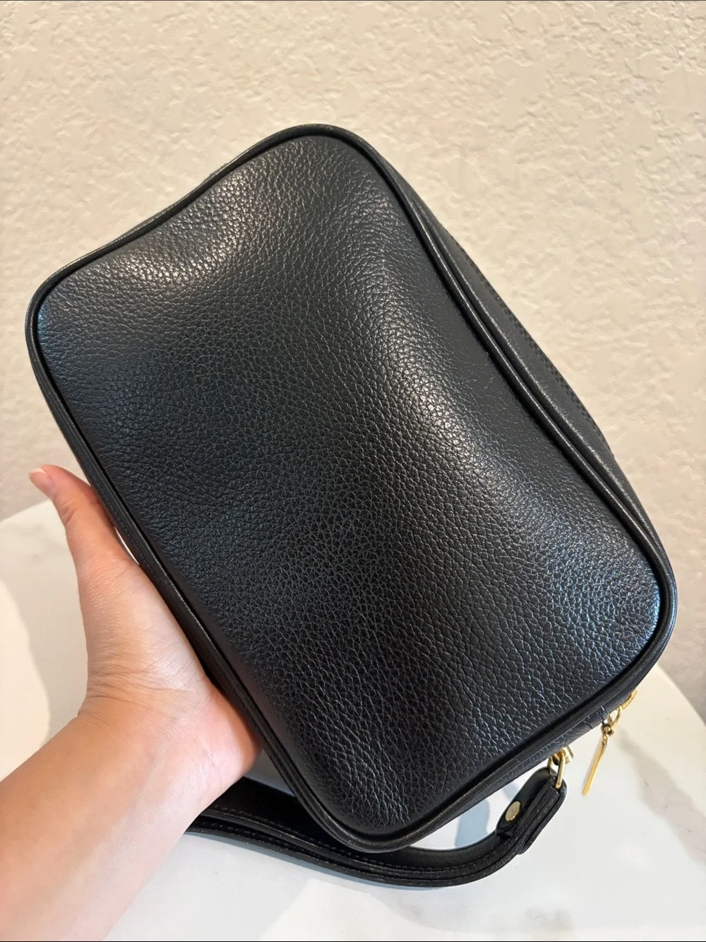 Burberrys Vintage Leather Travel Toiletry Bag Black